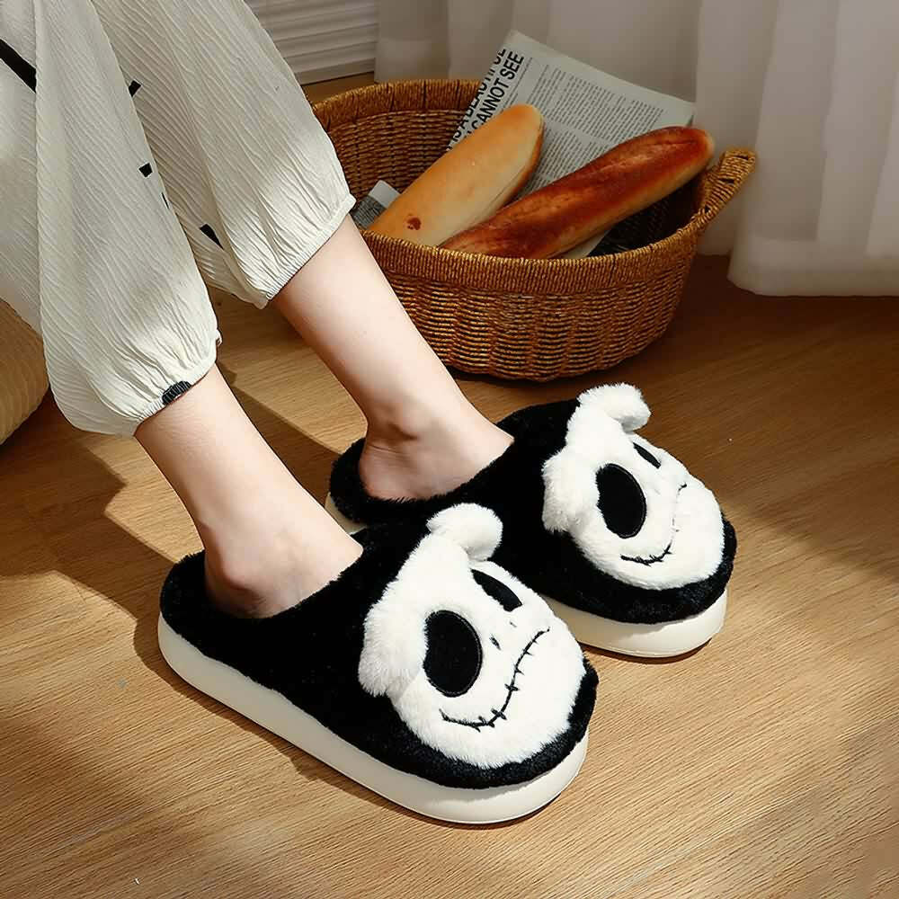Gothic Skeleton Slippers - Y2K Grunge, 90s Retro, Pastel Goth, Y2K Party & Club Outfits