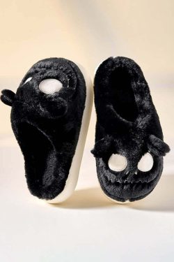 Gothic Skeleton Slippers - Y2K Grunge, 90s Retro, Pastel Goth, Y2K Party & Club Outfits