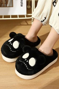 Gothic Skeleton Slippers - Y2K Grunge, 90s Retro, Pastel Goth, Y2K Party & Club Outfits