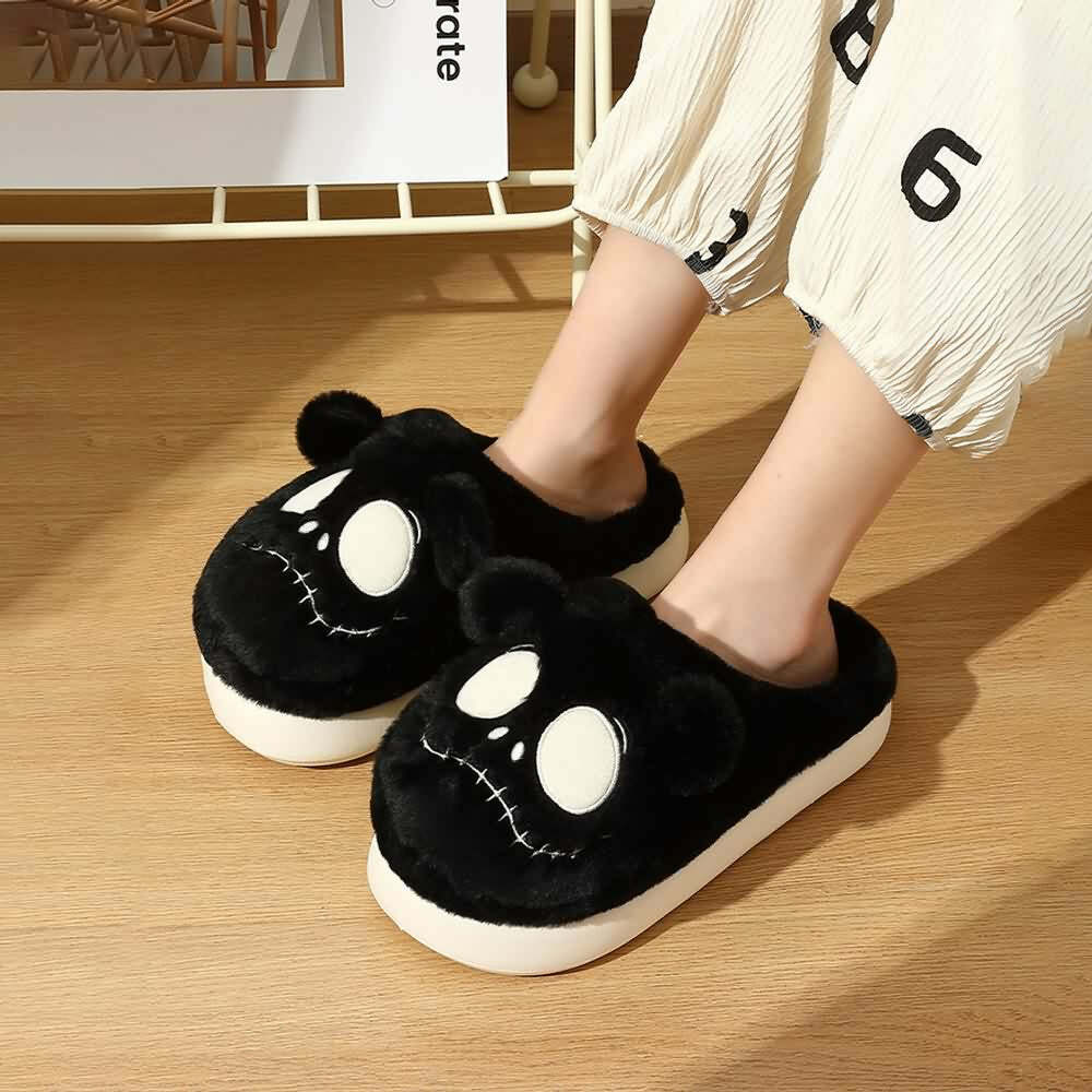 Gothic Skeleton Slippers - Y2K Grunge, 90s Retro, Pastel Goth, Y2K Party & Club Outfits
