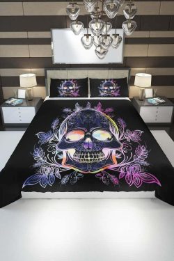 Gothic Skull Duvet Cover Set - Y2K Grunge, 90s Retro, Pastel Goth, Dark Y2K,