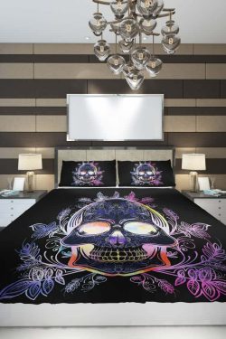 Gothic Skull Duvet Cover Set - Y2K Grunge, 90s Retro, Pastel Goth, Dark Y2K,