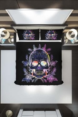 Gothic Skull Duvet Cover Set - Y2K Grunge, 90s Retro, Pastel Goth, Dark Y2K,