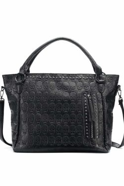 Gothic Skull Pattern Handbag - Perfect for Y2K, 90s Grunge, and Retro Summer Outfits