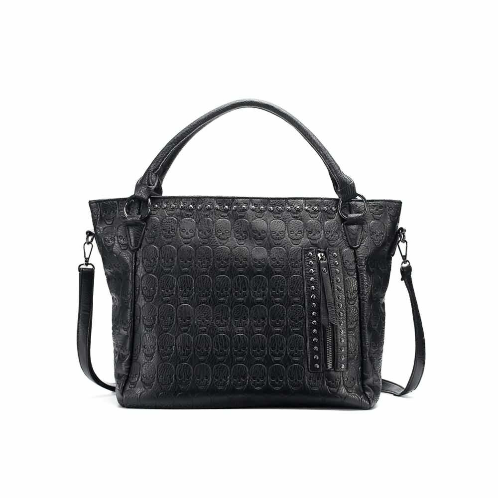 Gothic Skull Pattern Handbag - Perfect for Y2K, 90s Grunge, and Retro Summer Outfits