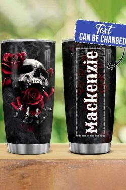 Gothic Skull Rose Stainless Steel Tumbler - Y2K Grunge, 90s Retro, Pastel Goth Fashion