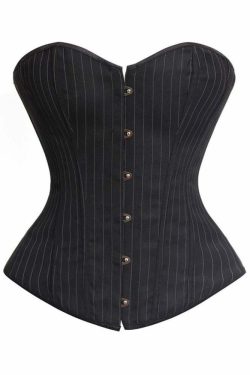 Gothic Stripe Hourglass Overbust Corset - Y2K Grunge, 90s Fashion, Retro Summer Outfit