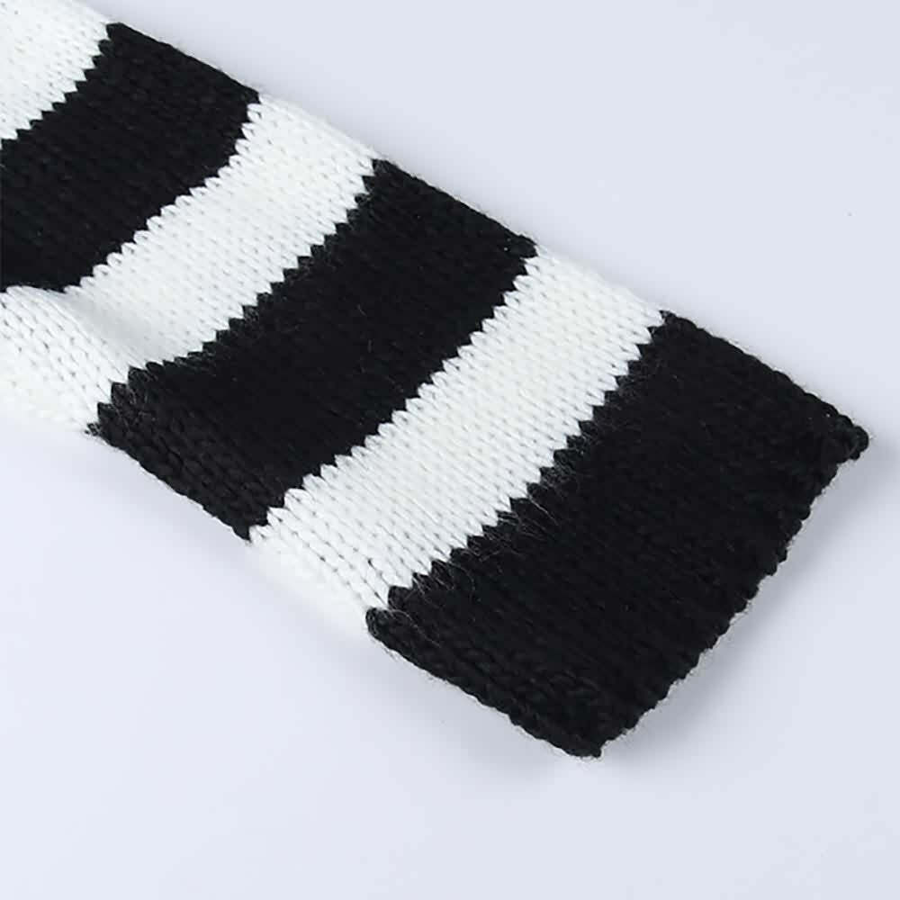 Gothic Striped Crop Sweater - Y2K Grunge, 90s Fashion, Retro Style, Pastel Goth, Y2K