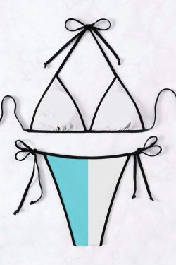 Gothic Two Tone Halter String Bikini Set - Y2K Summer Grunge, 90s Retro, Pastel Goth Beachwear