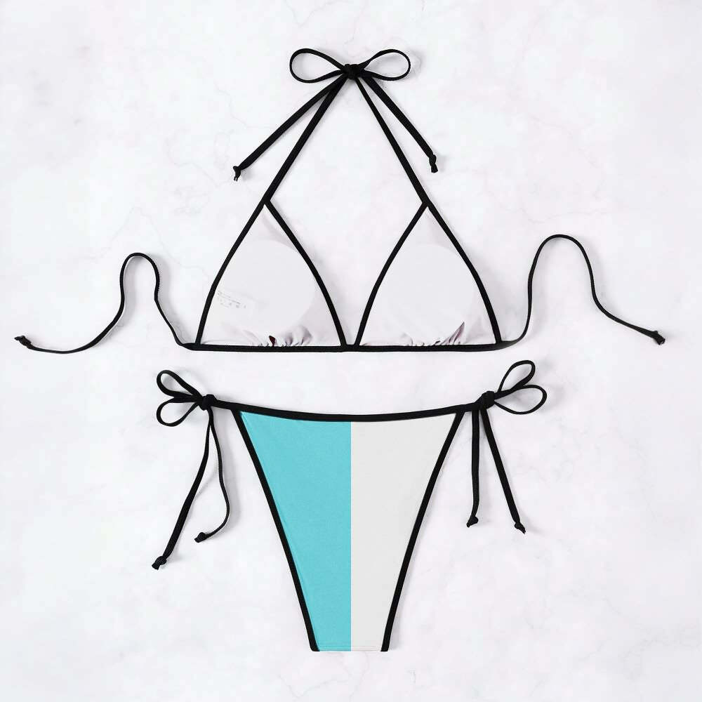 Gothic Two Tone Halter String Bikini Set - Y2K Summer Grunge, 90s Retro, Pastel Goth Beachwear