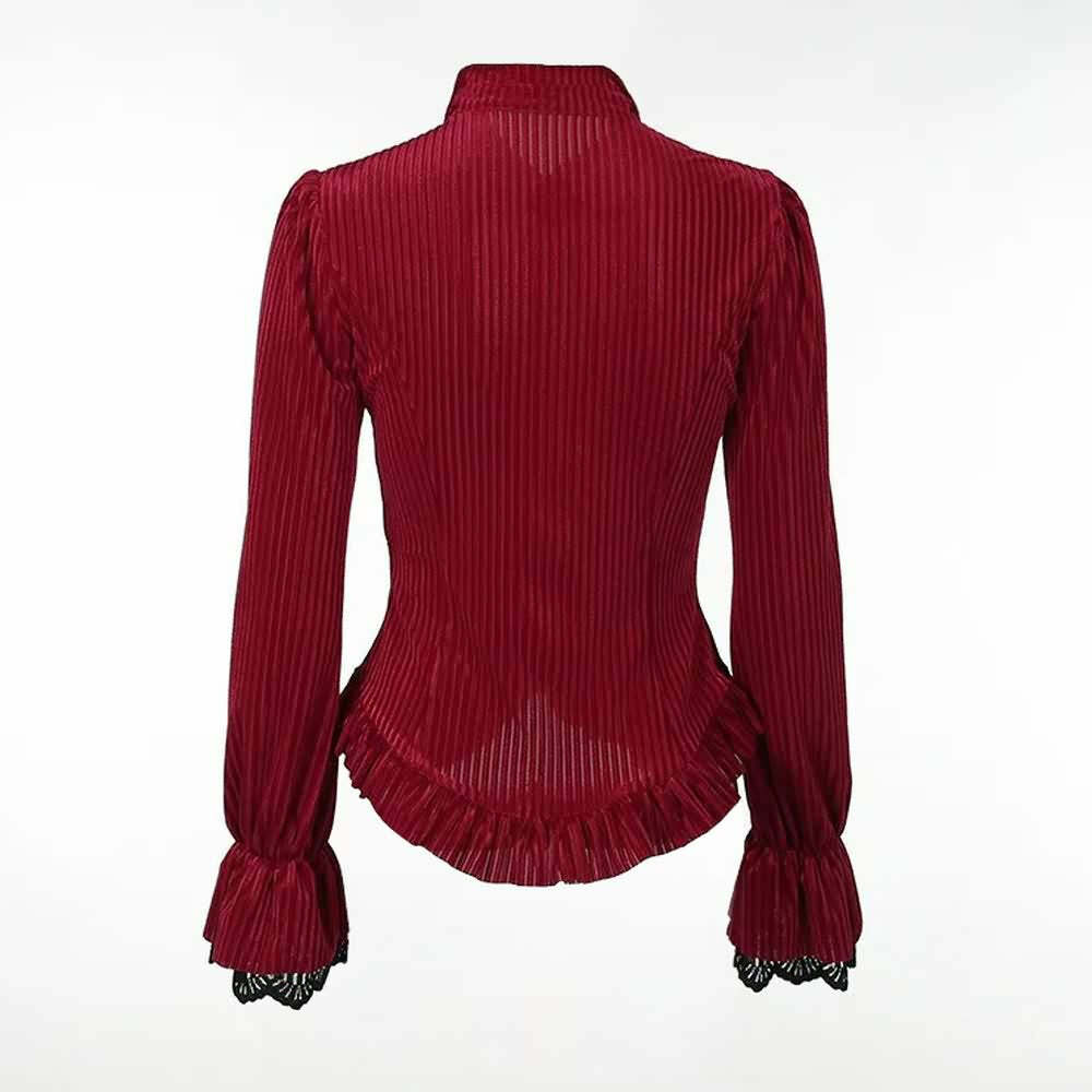 Gothic Victorian Red Velvet Blouse - Y2K Grunge, 90s Fashion, Retro Summer Party Outfit