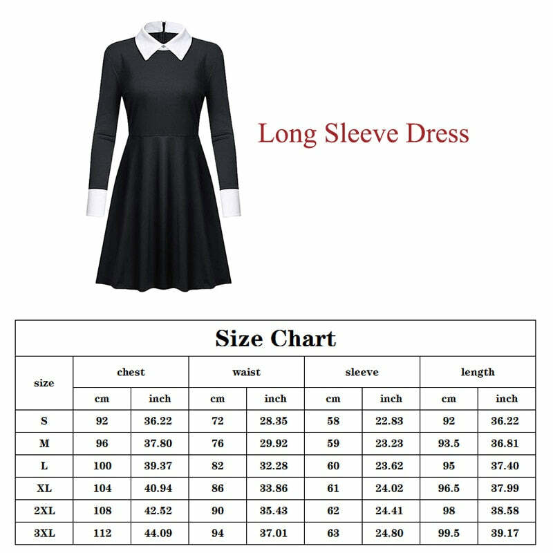 Gothic Wednesday Dress Long Sleeves - Y2K Grunge, 90s Fashion, Retro Style, Pastel Goth Outfit