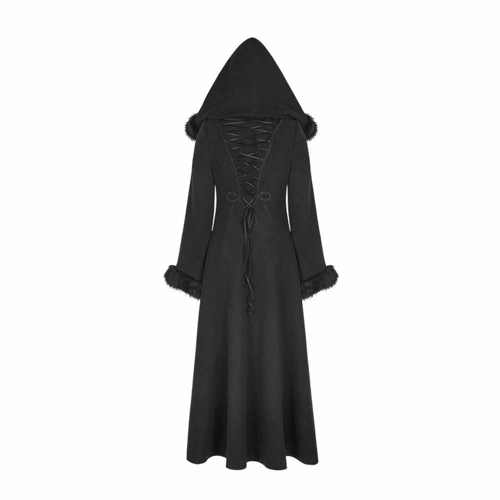 Gothic Winter Glamour Long Coat - Y2K Grunge, 90s Fashion, Retro Style, Dark Y2K, Pastel