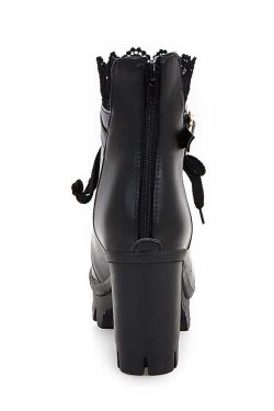 Gothic Y2K Buckle Strap Lace Platform Boots - Retro 90s Grunge Fashion for Y2K Outfits