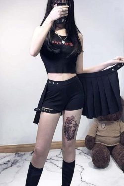 Gothic Y2K High Waist Pleated Skort - 90s Grunge Summer Outfit, Retro Fashion