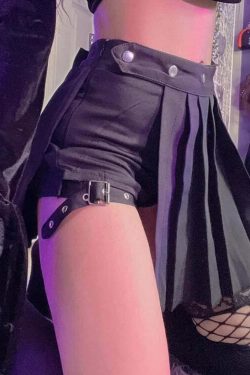 Gothic Y2K High Waist Pleated Skort - 90s Grunge Summer Outfit, Retro Fashion
