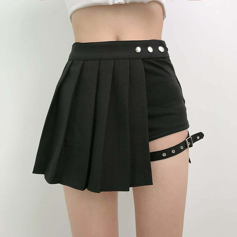 Gothic Y2K High Waist Pleated Skort - 90s Grunge Summer Outfit, Retro Fashion