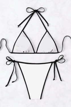 Gothic Y2K Little Nightmare Halter String Bikini Set - Retro 90s Grunge Summer Outfit