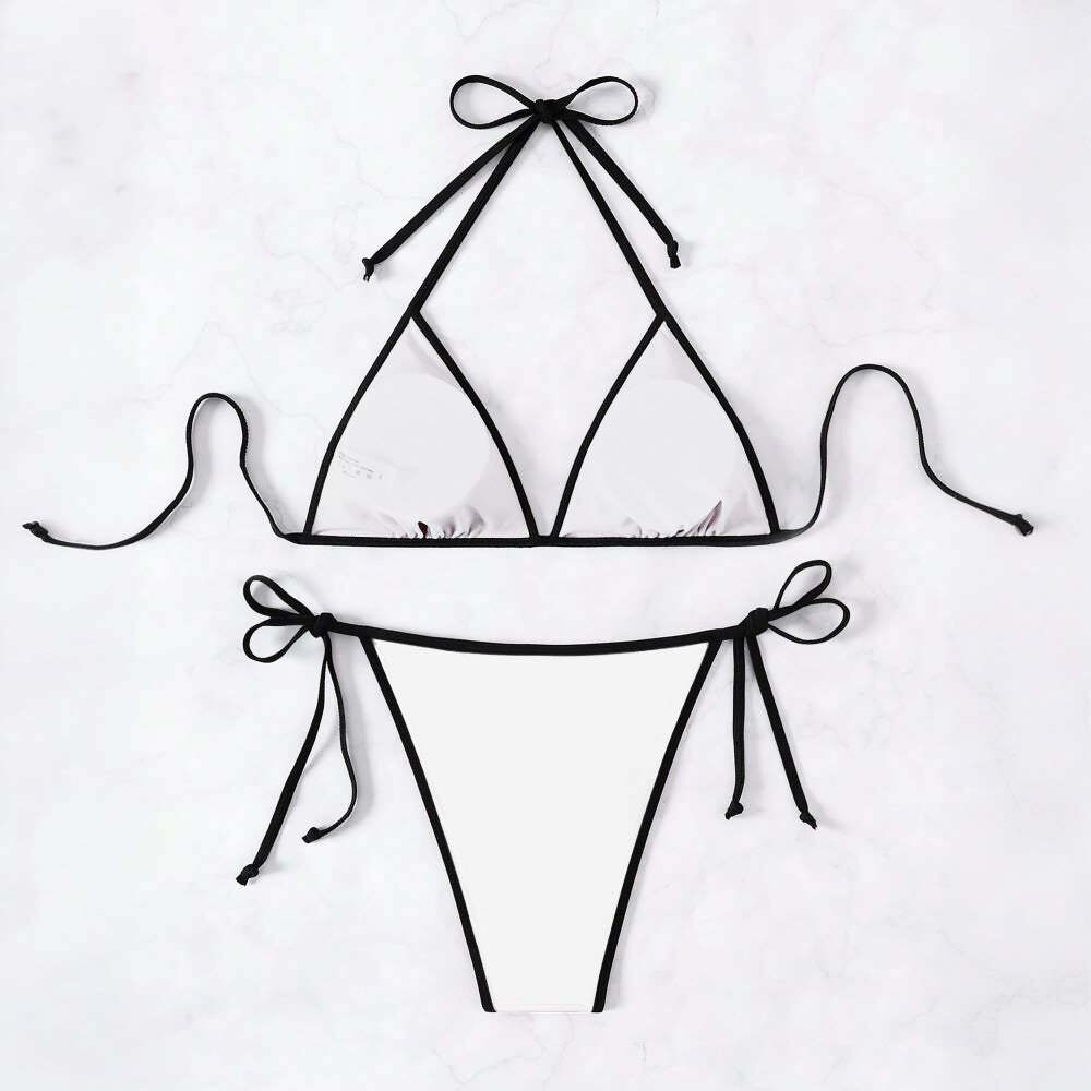 Gothic Y2K Little Nightmare Halter String Bikini Set - Retro 90s Grunge Summer Outfit