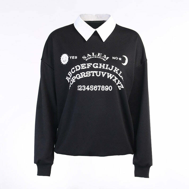Gothic Y2K Ouija Board Sweatshirt - Retro 90s Grunge, Pastel Goth, Y2K Fashion Outfit