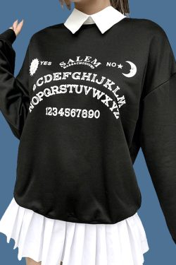 Gothic Y2K Ouija Board Sweatshirt - Retro 90s Grunge, Pastel Goth, Y2K Fashion Outfit