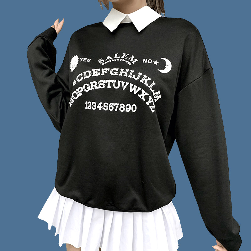 Gothic Y2K Ouija Board Sweatshirt - Retro 90s Grunge, Pastel Goth, Y2K Fashion Outfit