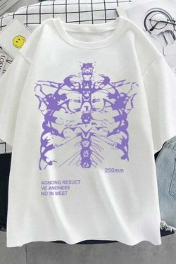 Gothic Y2K Purple Ribcage T-Shirt - 90s Grunge, Retro, Pastel Goth, Summer Y2K Out