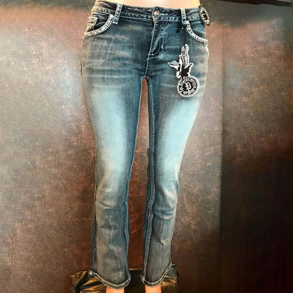 Gothic Y2K Skull Embroidered Jeans - Retro 90s Grunge Fashion for Summer and Party Outfits