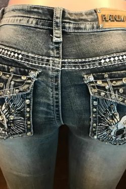 Gothic Y2K Skull Embroidered Jeans - Retro 90s Grunge Fashion for Summer and Party Outfits