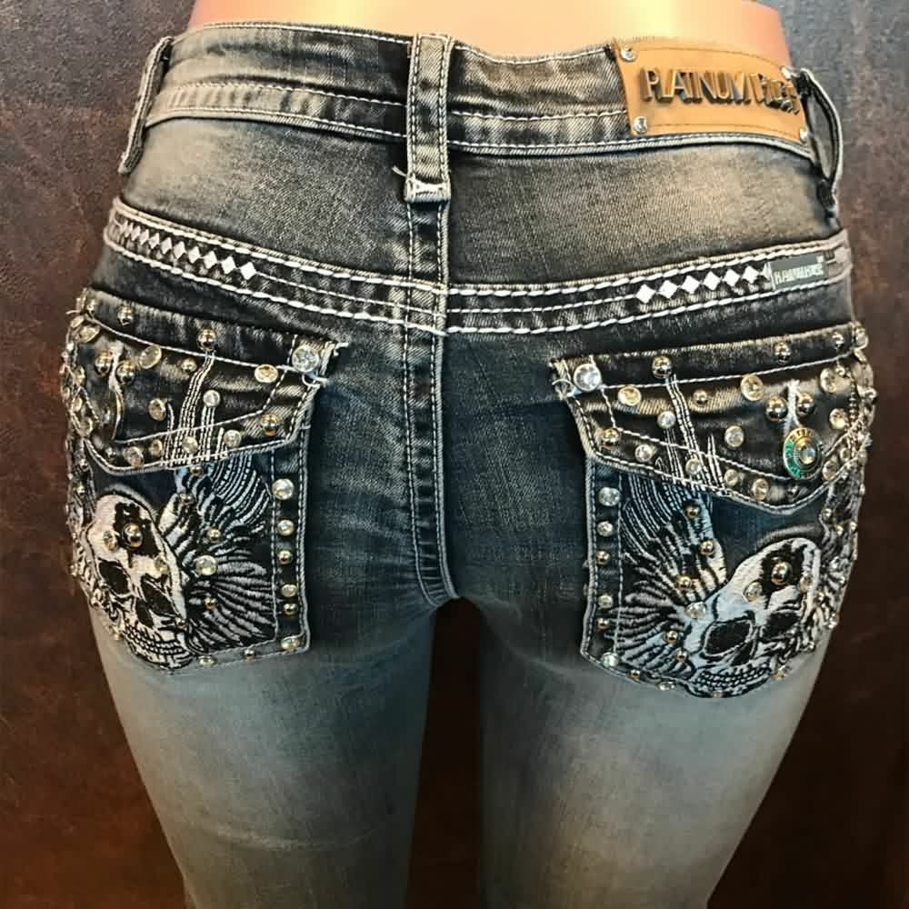 Gothic Y2K Skull Embroidered Jeans - Retro 90s Grunge Fashion for Summer and Party Outfits
