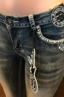 Gothic Y2K Skull Embroidered Jeans - Retro 90s Grunge Fashion for Summer and Party Outfits