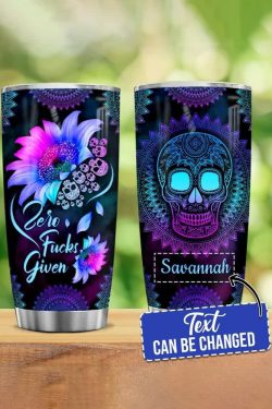 Gradient Sunflower Skull Stainless Steel Tumbler - Y2K Grunge, 90s Retro, Pastel Goth Style