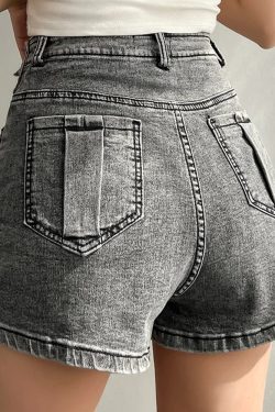 Gray Denim Mini Skirt - Y2K Summer Grunge Outfit, 90s Fashion, Retro Style, Y2K Skirt Outfit