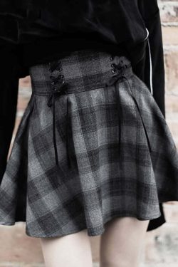 Gray Gothic Grunge Plaid Mini Skirt - Y2K Summer Outfit, 90s Fashion, Retro Style