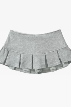 Gray Pleated Mini Skirt - Y2K Summer, 90s Grunge, Retro Goth, Y2K Party & Club Outfits
