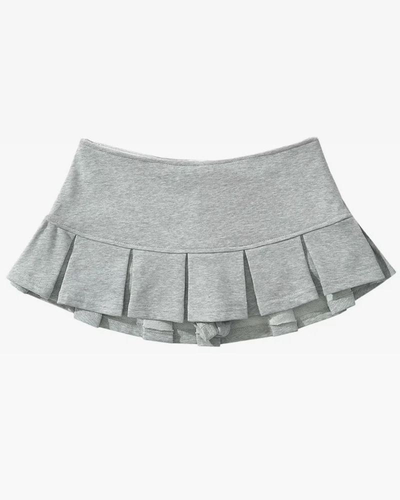 Gray Pleated Mini Skirt - Y2K Summer, 90s Grunge, Retro Goth, Y2K Party & Club Outfits