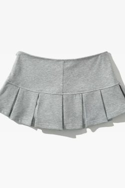 Gray Pleated Mini Skirt - Y2K Summer, 90s Grunge, Retro Goth, Y2K Party & Club Outfits