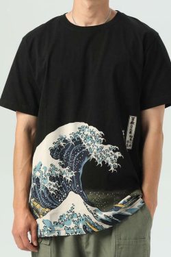 Great Wave Fitted Tee - Y2K Summer, 90s Grunge, Retro Style, Baby Tees, Y2K Popstar Outfit