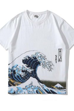 Great Wave Fitted Tee - Y2K Summer, 90s Grunge, Retro Style, Baby Tees, Y2K Popstar Outfit