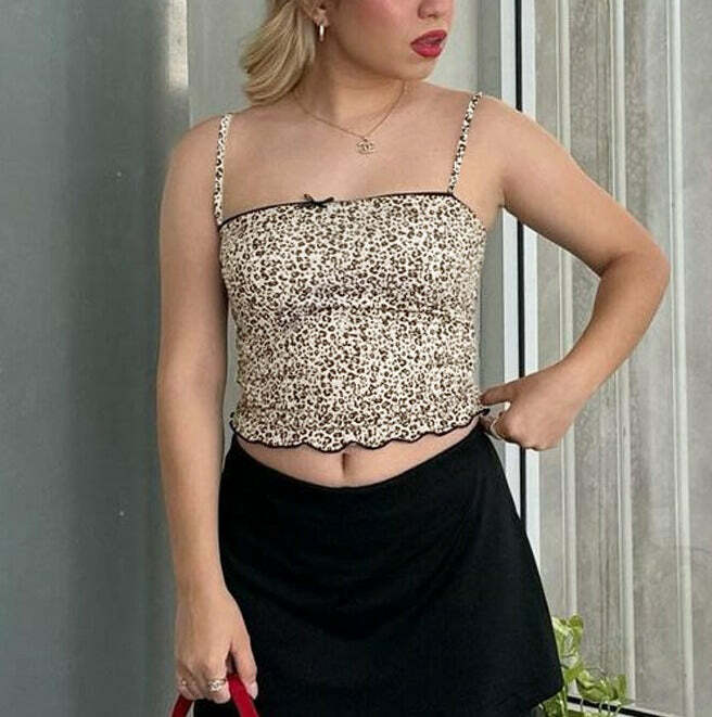 Grecia Leopard Print Top - Y2K Summer Grunge, 90s Fashion, Retro Style, Y2K Party Outfit