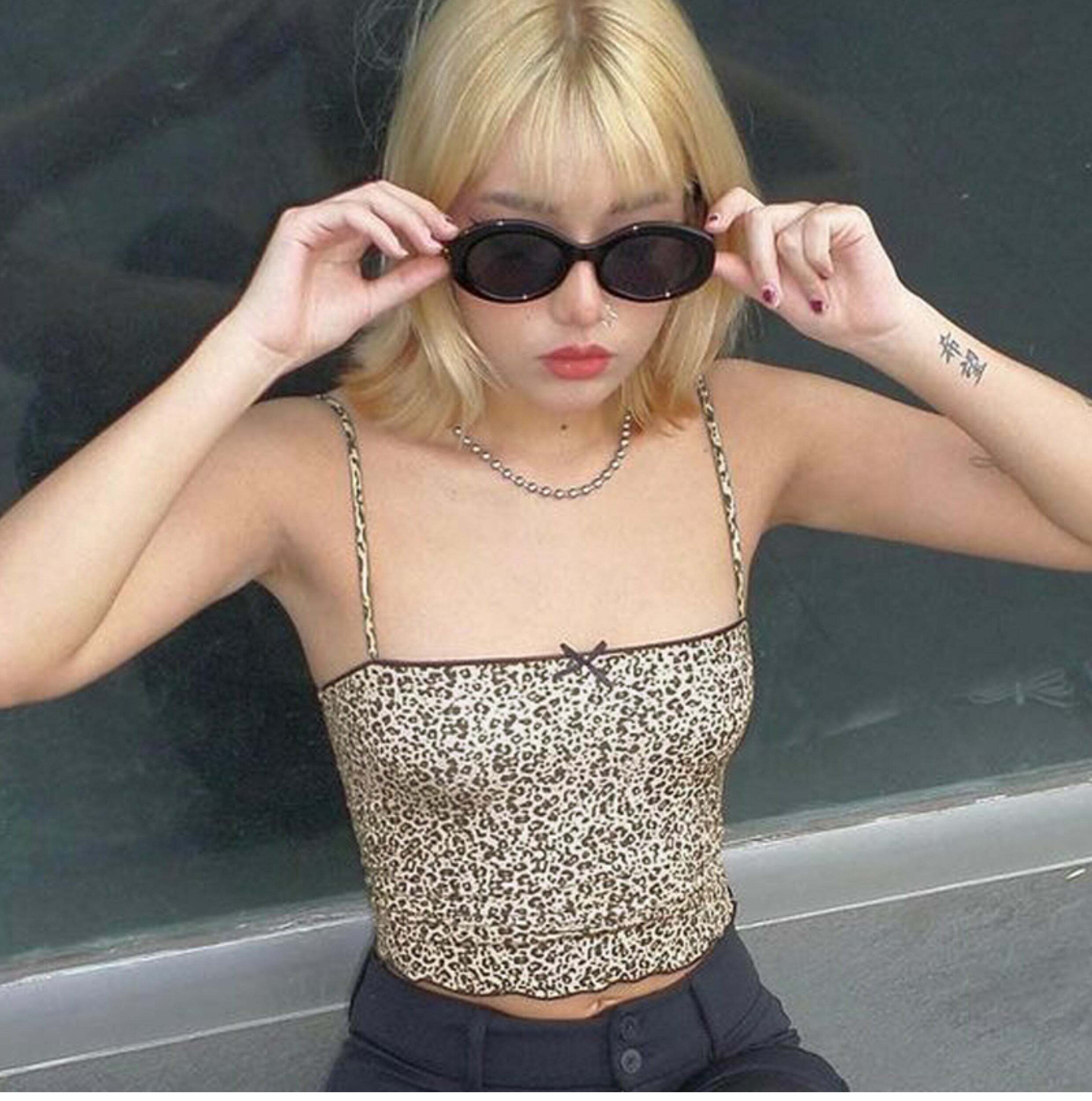 Grecia Leopard Print Top - Y2K Summer Grunge, 90s Fashion, Retro Style, Y2K Party Outfit