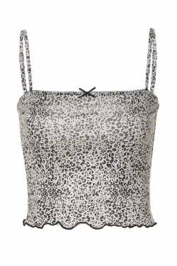 Grecia Leopard Print Top - Y2K Summer Grunge, 90s Fashion, Retro Style, Y2K Party Outfit