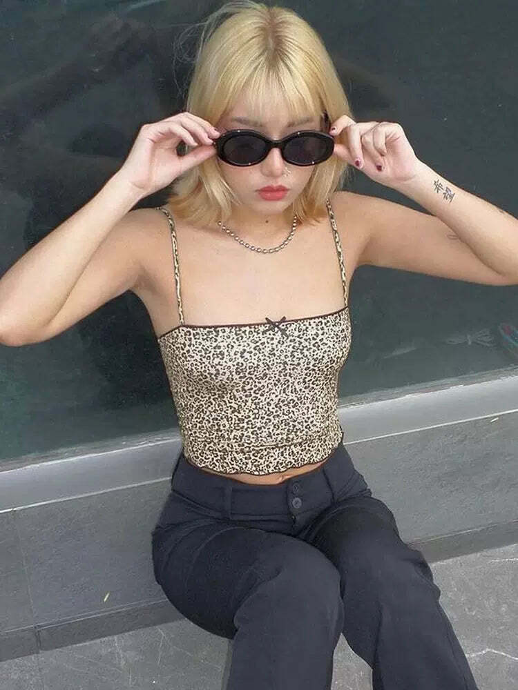 Grecia Leopard Print Top - Y2K Summer Grunge, 90s Fashion, Retro Style, Y2K Party Outfit