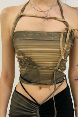 Green Fairy Grunge Bandage Top - Y2K Summer Outfit, 90s Fashion, Retro Style, Gothic Y2K