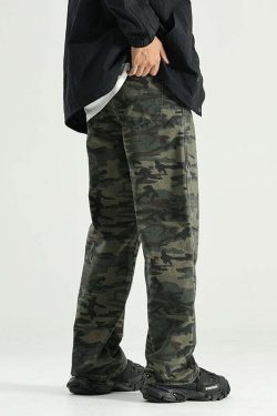 GTRG Camouflage Jeans - Y2K Summer Grunge, 90s Retro, Gothic Y2K, Y2K Club & Party