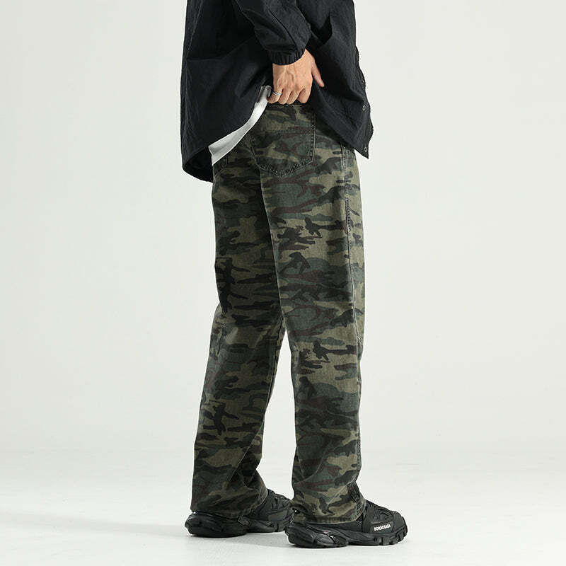 GTRG Camouflage Jeans - Y2K Summer Grunge, 90s Retro, Gothic Y2K, Y2K Club & Party