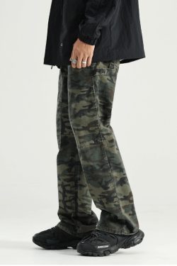 GTRG Camouflage Jeans - Y2K Summer Grunge, 90s Retro, Gothic Y2K, Y2K Club & Party