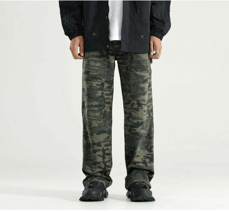 GTRG Camouflage Jeans - Y2K Summer Grunge, 90s Retro, Gothic Y2K, Y2K Club & Party