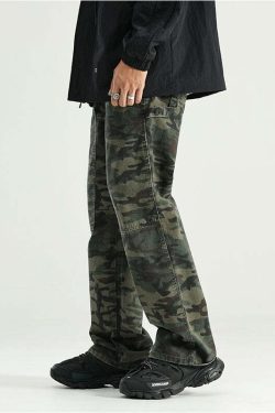 GTRG Camouflage Jeans - Y2K Summer Grunge, 90s Retro, Gothic Y2K, Y2K Club & Party