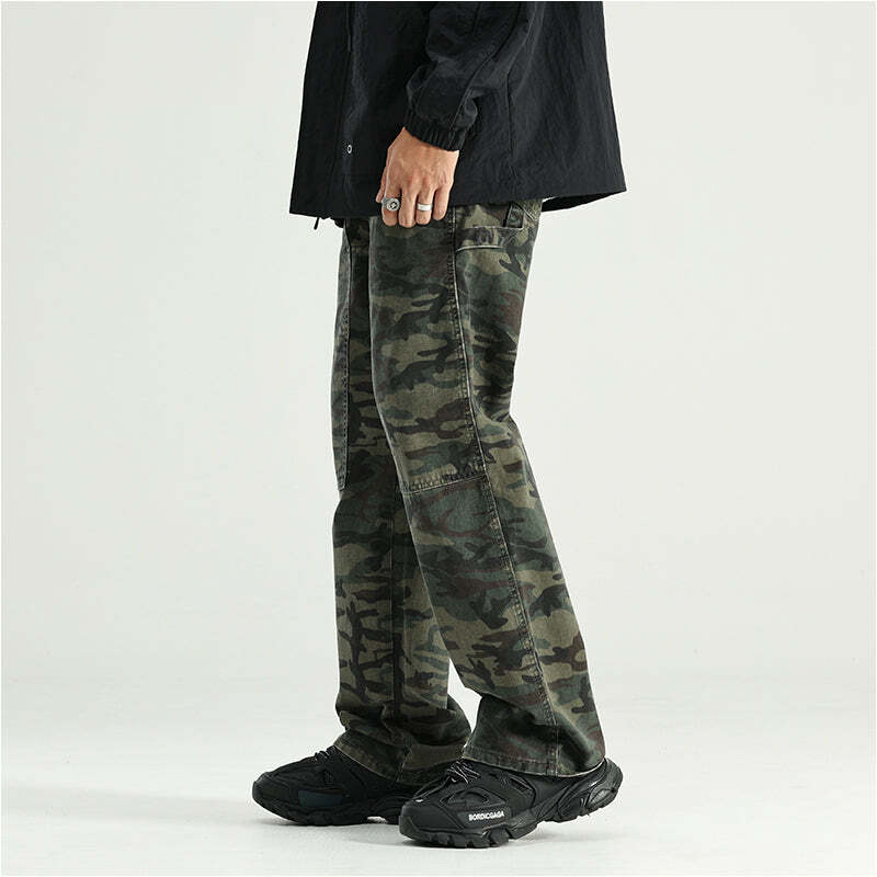 GTRG Camouflage Jeans - Y2K Summer Grunge, 90s Retro, Gothic Y2K, Y2K Club & Party